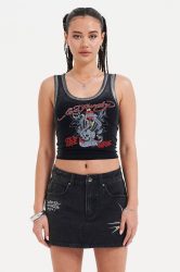Ed Hardy NYC Skull Crop Tanktop - Black M Damen