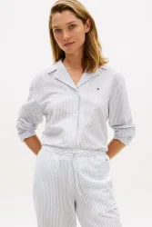 Tommy Hilfiger Hemd aus Seersucker - Ithaca Brisk Blue M Damen
