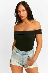 Tally Weijl Off Shoulder Crop T-Shirt - Black XXS Damen