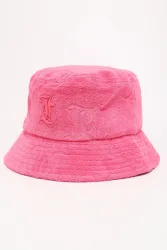 Juicy Couture Frottee-Fischerhut / Bucket Hat - Fluro Pink Einheitsgroesse Damen