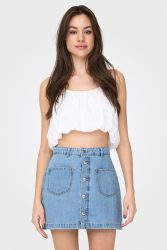 Only ONLLOU Balloon Top mit Lochmuster - Bright White XS Damen