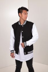 Urban Classics College-Sweatjacke - Schwarz + Weiss XS Herren
