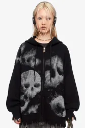Minga London Skull Crusher Oversize Strickjacke - Black S/M Damen