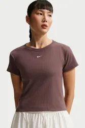 Nike - T-Shirt, W Nsw Rib  Tght Ss Tee, XS, Hellbraun