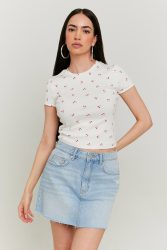 Tally Weijl Crop T-Shirt - Offwhite XS Damen
