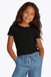 Tommy Hilfiger Geripptes Crop T-Shirt - Black 14 Kids