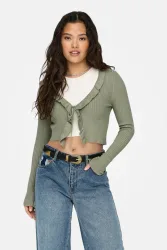 Only Mila Gerippte Crop Strickjacke - Tea S Damen