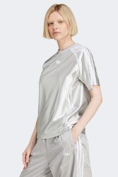 Adidas Originals Adicolor Teamgeist Oversize Satin T-Shirt - Grey Two XS Damen