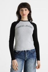 Guess Jeans Langarmshirt - Medium Grey Heather S Damen
