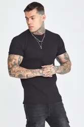 Siksilk Geripptes T-Shirt - Black L Herren