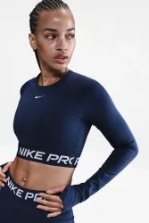 Nike Crop Langarmshirt - Midnight Navy M Damen