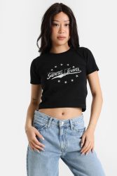 Guess Jeans Crop T-Shirt - Jet Black M Damen
