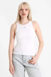 Tommy Jeans Geripptes Tanktop - White S Damen