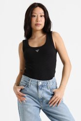 Guess Geripptes Tanktop - Jet Black S Damen