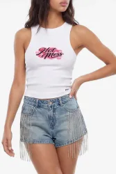 Tally Weijl Jeansshorts mit Strass - Medium Indigo Wash 36 Damen