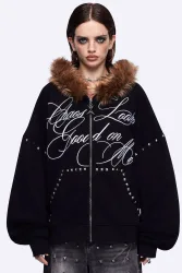 Minga London Chaotic Oversize Kapuzensweatjacke - Black S/M Damen