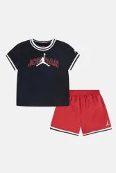 Jordan Matching Taping Mesh Kids-Set - Black + Gym Red 5y