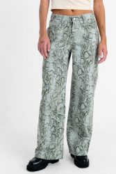 The Ragged Priest Release Slouchy Fit Wide Leg Jeans - Green Snake 24 Damen