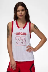 Jordan Mesh Oversize Tanktop - White + Gym Red L Damen
