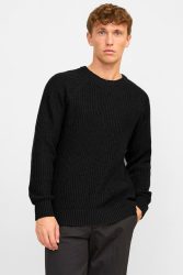 Jack & Jones Jones gerippter Strickpullover - Black S Herren