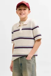 Jack & Jones Junior JORMAINE Strick Poloshirt - Sea Salt 164 Kids