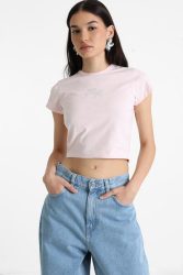 Hugo Blue Dome Crop T-Shirt - Light Pastel Pink XS Damen