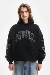Favela Ribcage Rhinestone Oversize Kapuzensweatshirt - Black M Herren