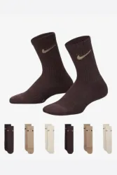 Nike Performance Basics Sechserpack Kids Socken - Brown Basalt EU27-35