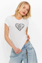 Tally Weijl Crop T-Shirt - White S Damen