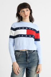 Tommy Jeans Crop Strickpullover - Sweet Blue XS Damen