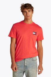 Tommy Jeans Essential Flag T-Shirt - Bright Vermillion S Herren