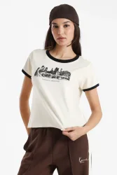 Karl Kani Signature Skyline T-Shirt - Cream S Damen