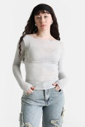 Only Hudson Langarmshirt - Light Grey Melange S Damen