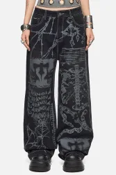 Minga London Paranoia Baggy Jeans - Black Washed 28 Damen