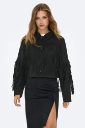 Only ONLDIANE Crop Kunstwildleder Jacke - Black XS Damen