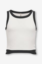 Only KOGBINA Geripptes Crop Tanktop - Cloud Dancer + Black 134-140 Kids