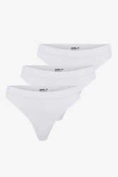 Only Vicky Dreierpack Strings - White S/M Damen