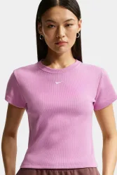 Nike Geripptes T-Shirt - Light Magenta XS Damen