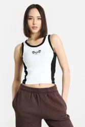 Felicious Geripptes Crop Tanktop - White +  Black XS Damen