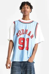 Mitchell & Ness Dennis Rodman Oversize T-Shirt - Light Blue + White L Herren