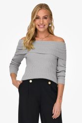 Only ONLKATIA Off Shoulder gerippter Strickpullover - Ultimate Grey XS Damen