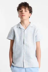 Jack & Jones Junior JORMONTAUK Häkelhemd - Cashmere Blue 164 Kids
