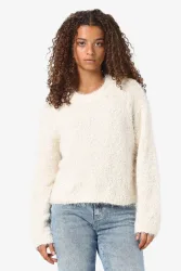 Noisy May NMSASSY Oversize Bouclé-Strickpullover - Eggnog L Damen