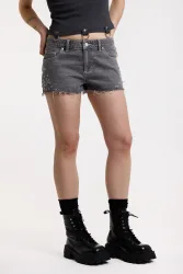 The Ragged Priest Charm Jeansshorts mit Nieten - Charcoal Washed 26 Damen