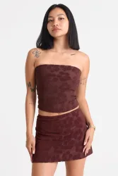 Motel Peggy Bandeau Crop Top - Dark Brown S Damen