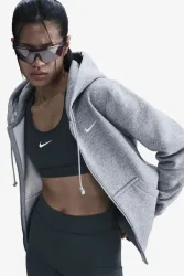 Nike Phoenix Fleece Kapuzensweatjacke - Grey Heather XS Damen