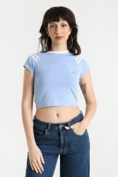 Guess Jeans Crop T-Shirt - Fresh Zendy Blue M Damen
