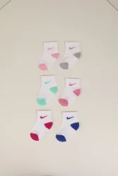 Nike Sechserpack Baby Socken - Weiss + Blau + Grau + Rosa + Mint EU16-17