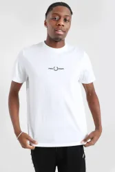 Fred Perry Embroidered T-Shirt - White S Herren