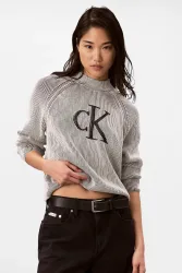 Calvin Klein Jeans Gerippter Strickpullover - Black Combo M Damen